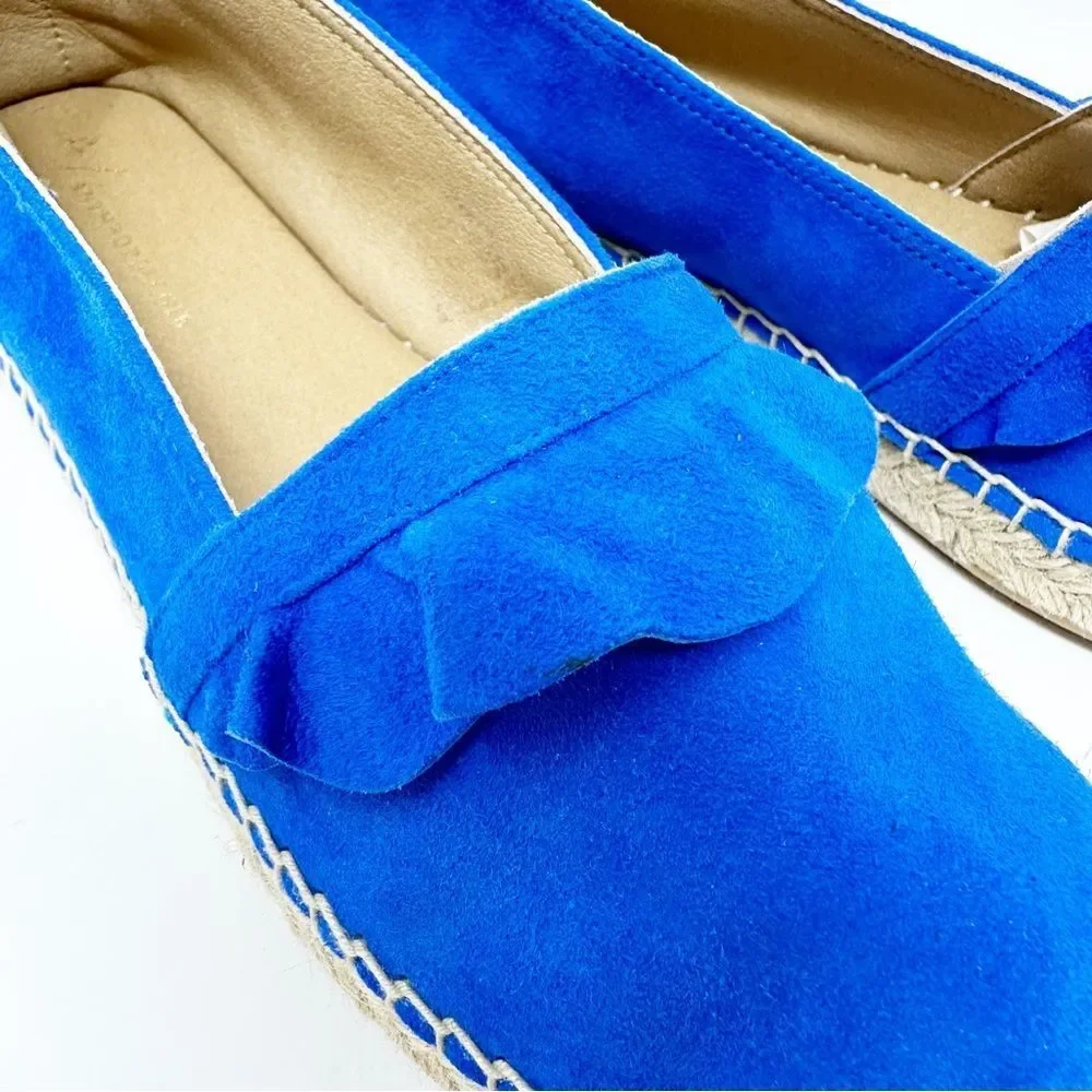 ANTHROPOLOGIE RUFFLED BLUE SUEDE ESPADRILLES‎ 38 (7.5)